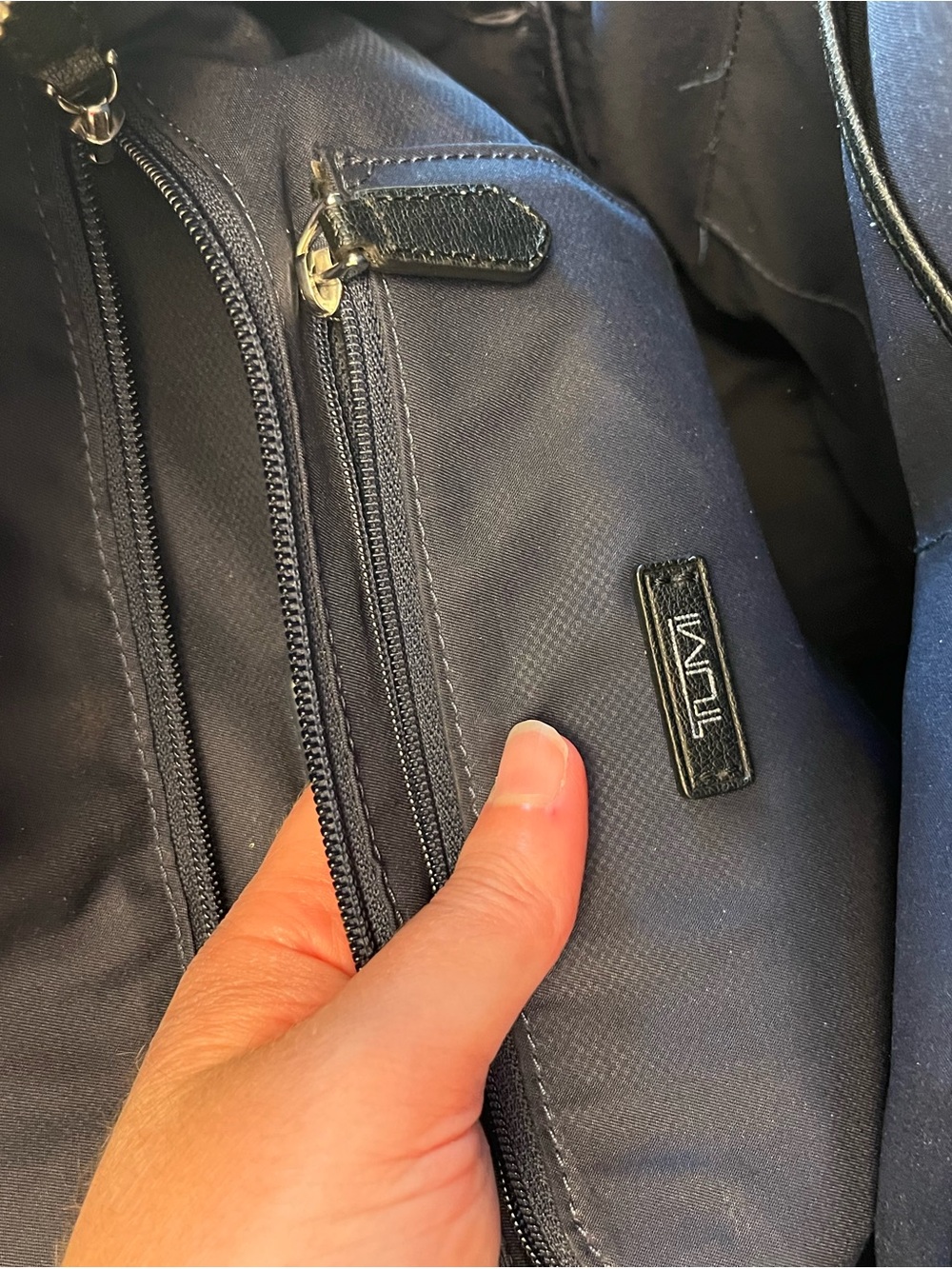 Tumi Black Leather Backpack with Silver-Tone Hardware - Picture 10 of 12